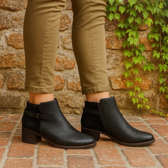 Kork-Ease Shoes - KORK-EASE KORKS Black Leather and Suede Ankle Boots, 8.5M